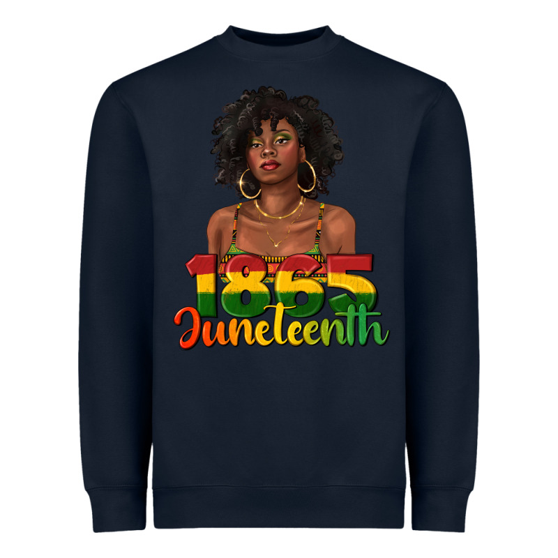 1865 Juneteenth With Afro Black Woman Heavyweight Sweatshirt by texasbilliewilder | Teevron