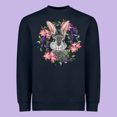 Heavyweight Sweatshirt Easter Bunny With Floral Wreath
