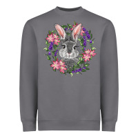 Storm Easter Bunny With Floral Wreath Heavyweight Sweatshirt - RanaPortraitStore