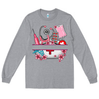Heather Grey custom name nurse hat and elements Long Sleeve Tee - AdoDesignShop
