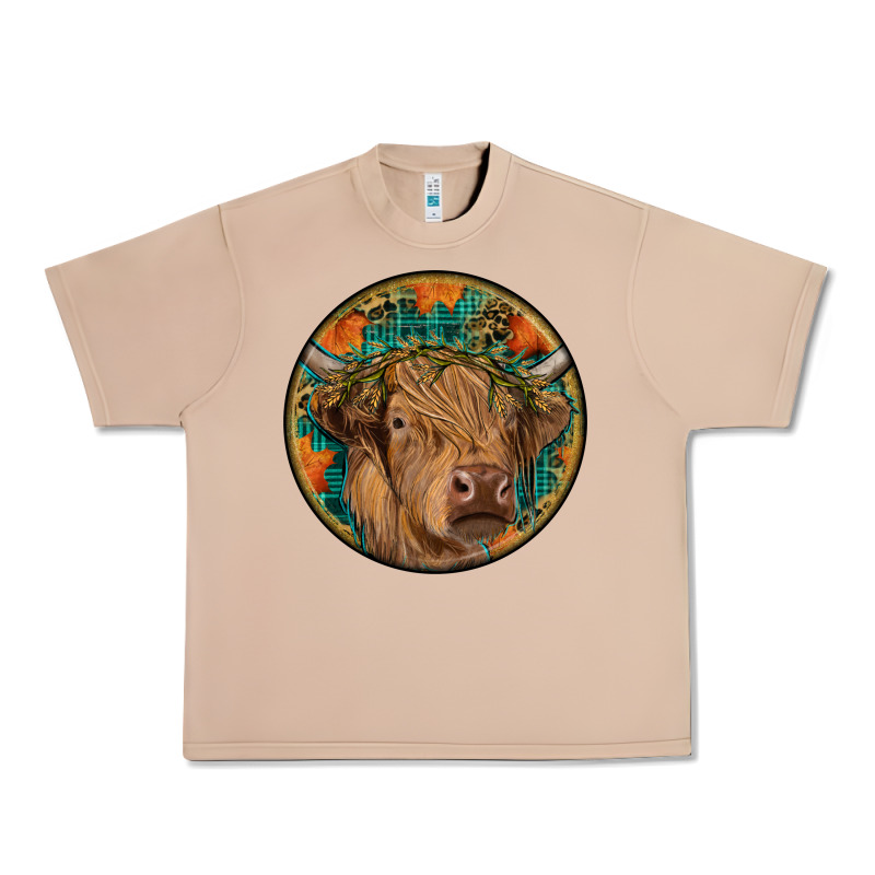 Fall Highland Cow Round Urban Heavy Tee by RanaPortraitStore | Teevron