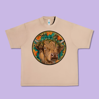 Fall Highland Cow Round Urban Heavy Tee Designed By Ranaportraitstore