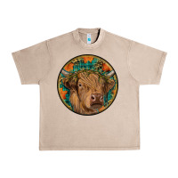 French Oak fall highland cow round Urban Heavy Tee - RanaPortraitStore