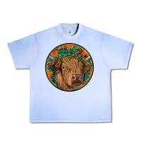 Grape Ice fall highland cow round Urban Heavy Tee - RanaPortraitStore