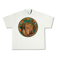 Pistachio fall highland cow round Urban Heavy Tee - RanaPortraitStore