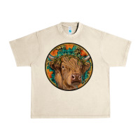 Sandshell fall highland cow round Urban Heavy Tee - RanaPortraitStore