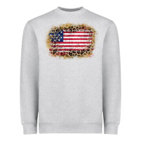 Heather Grey america leopard glitter flag Heavyweight Sweatshirt - Zillion Design Studio