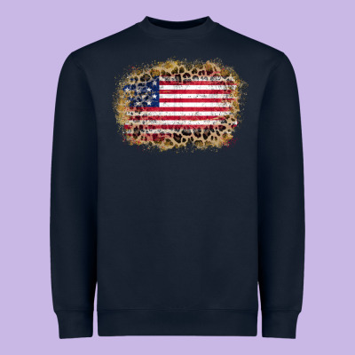 America Leopard Glitter Flag Heavyweight Sweatshirt Designed By Zillion Design Studio