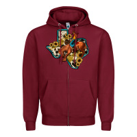 Burgundy rodeo sunflower texas map Zipper Hoodie - JahusDesignShop