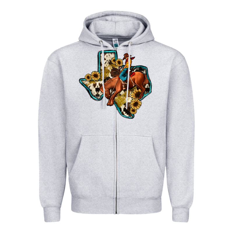 Rodeo Sunflower Texas Map Zipper Hoodie by JahusDesignShop | Teevron