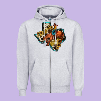 Rodeo Sunflower Texas Map Zipper Hoodie Designed By Jahusdesignshop