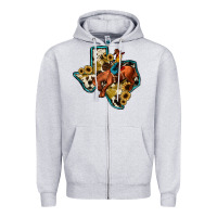 Heather Grey rodeo sunflower texas map Zipper Hoodie - JahusDesignShop