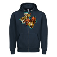 Navy rodeo sunflower texas map Zipper Hoodie - JahusDesignShop