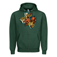Sports Green rodeo sunflower texas map Zipper Hoodie - JahusDesignShop