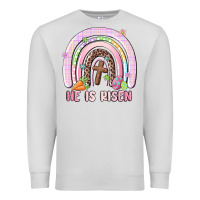 Dove Grey he is risen easter rainbow Premium Sweatshirt - MaliasSmallBusiness