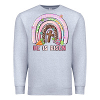 Heather Grey he is risen easter rainbow Premium Sweatshirt - MaliasSmallBusiness