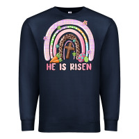 Navy he is risen easter rainbow Premium Sweatshirt - MaliasSmallBusiness