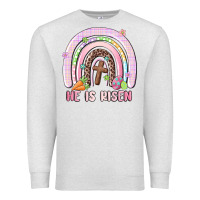 Oatmeal Heather he is risen easter rainbow Premium Sweatshirt - MaliasSmallBusiness