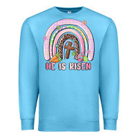 Ocean Blue he is risen easter rainbow Premium Sweatshirt - MaliasSmallBusiness