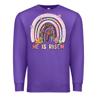 Purple he is risen easter rainbow Premium Sweatshirt - MaliasSmallBusiness