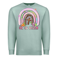 Seafoam he is risen easter rainbow Premium Sweatshirt - MaliasSmallBusiness