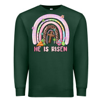 Sports Green he is risen easter rainbow Premium Sweatshirt - MaliasSmallBusiness