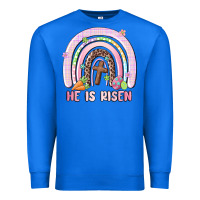 True Royal he is risen easter rainbow Premium Sweatshirt - MaliasSmallBusiness