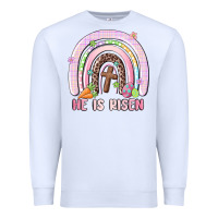 White he is risen easter rainbow Premium Sweatshirt - MaliasSmallBusiness