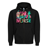 Black nurse coffee scrubs rubber gloves Zipper Hoodie - Jasminsmagicworld