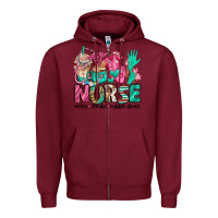 Burgundy nurse coffee scrubs rubber gloves Zipper Hoodie - Jasminsmagicworld