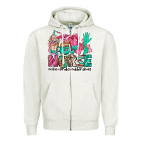 Oatmeal Heather nurse coffee scrubs rubber gloves Zipper Hoodie - Jasminsmagicworld
