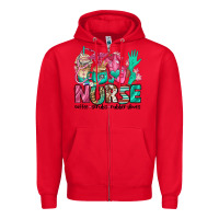 Red nurse coffee scrubs rubber gloves Zipper Hoodie - Jasminsmagicworld