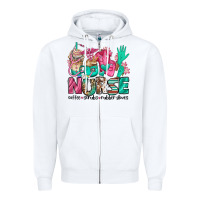 White nurse coffee scrubs rubber gloves Zipper Hoodie - Jasminsmagicworld