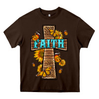Chocolate Brown Western Faith Cross Butterfly Heavy Core Tee - LillyAllenDesigns