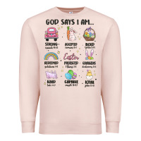 Pale Pink christian easter Premium Sweatshirt - MaliasSmallBusiness