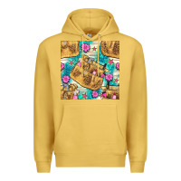 Antique Gold hairdresser apron and flowers with turquoise glitter seamless pattern  Premium Hoodie - BundleAndBundleShop