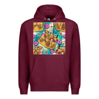 Burgundy hairdresser apron and flowers with turquoise glitter seamless pattern  Premium Hoodie - BundleAndBundleShop