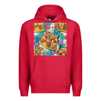 Cardinal hairdresser apron and flowers with turquoise glitter seamless pattern  Premium Hoodie - BundleAndBundleShop