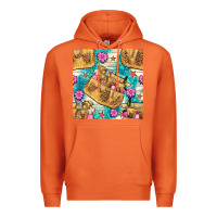 Carrot hairdresser apron and flowers with turquoise glitter seamless pattern  Premium Hoodie - BundleAndBundleShop