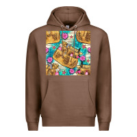 Chestnut hairdresser apron and flowers with turquoise glitter seamless pattern  Premium Hoodie - BundleAndBundleShop