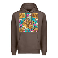 Coffee hairdresser apron and flowers with turquoise glitter seamless pattern  Premium Hoodie - BundleAndBundleShop