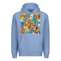 Colony Blue hairdresser apron and flowers with turquoise glitter seamless pattern  Premium Hoodie - BundleAndBundleShop