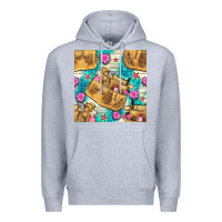 Heather Grey hairdresser apron and flowers with turquoise glitter seamless pattern  Premium Hoodie - BundleAndBundleShop
