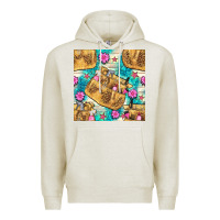 Oatmeal Heather hairdresser apron and flowers with turquoise glitter seamless pattern  Premium Hoodie - BundleAndBundleShop