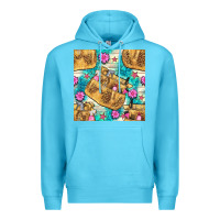 Ocean Blue hairdresser apron and flowers with turquoise glitter seamless pattern  Premium Hoodie - BundleAndBundleShop