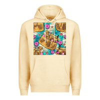 Pina Colada hairdresser apron and flowers with turquoise glitter seamless pattern  Premium Hoodie - BundleAndBundleShop
