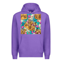 Purple hairdresser apron and flowers with turquoise glitter seamless pattern  Premium Hoodie - BundleAndBundleShop