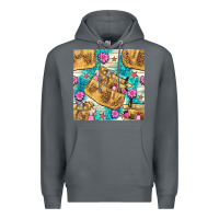 Rock hairdresser apron and flowers with turquoise glitter seamless pattern  Premium Hoodie - BundleAndBundleShop