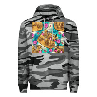 Slate Camo hairdresser apron and flowers with turquoise glitter seamless pattern  Premium Hoodie - BundleAndBundleShop