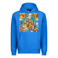 True Royal hairdresser apron and flowers with turquoise glitter seamless pattern  Premium Hoodie - BundleAndBundleShop